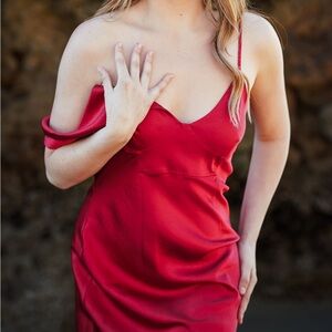 ALEXANDER WANG red silk dress size 6